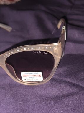 True Religion Blush Pink Crystal-Trim Cat Eye Sunglasses